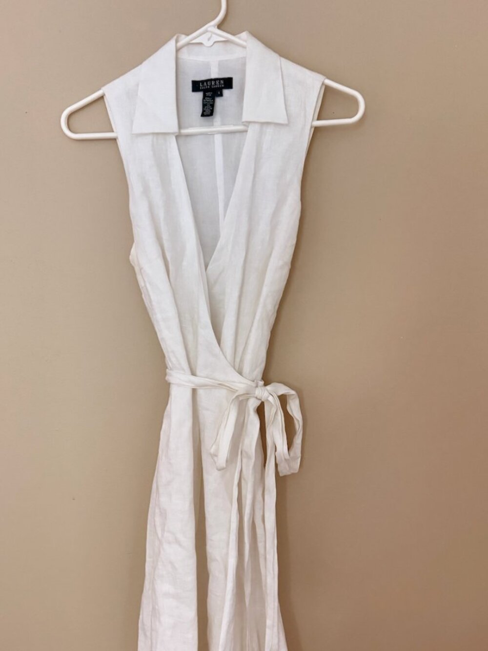 Ralph Lauren White Linen Wrap Dress – Size 6 🤍